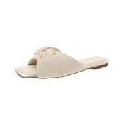 DKNY Womens Doretta Faux Leather Square Toe Slide Sandals